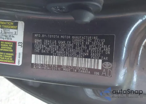 2013 Toyota Corolla Le из США, поврежденный, VIN 2T1BU4EEXDC058847